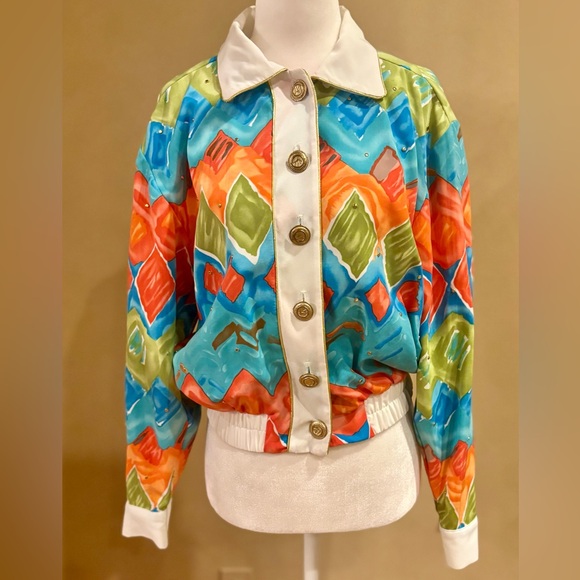 Talk Of The Walk Colorful Geometric Boutique Unique Stylish Fun Jacket N… - Picture 1 of 13